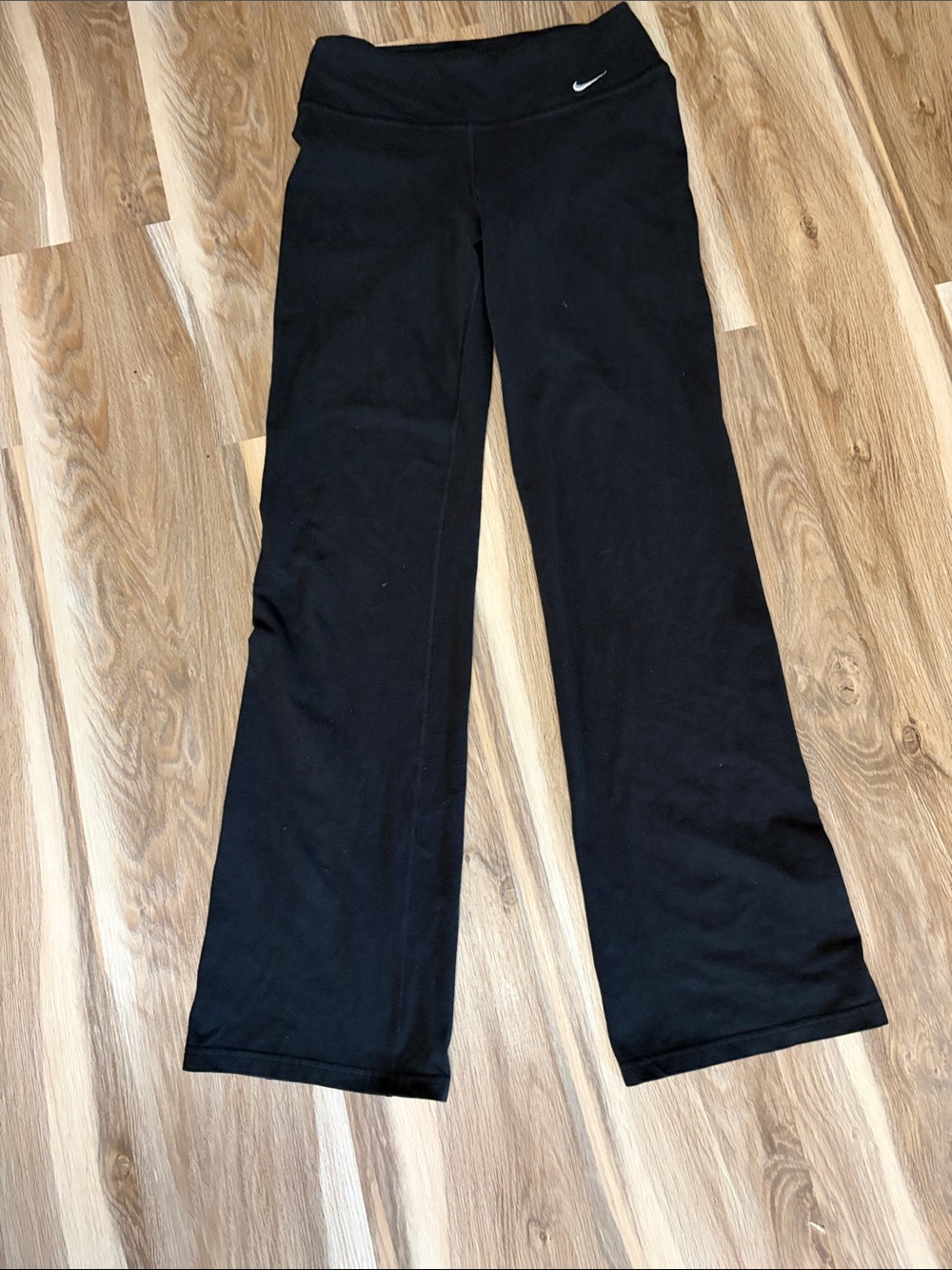 Nike Black Wide-Leg Training Pants with White Swoosh